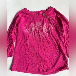 Juicy Couture Girls Dark Pink Gold Button Shirt